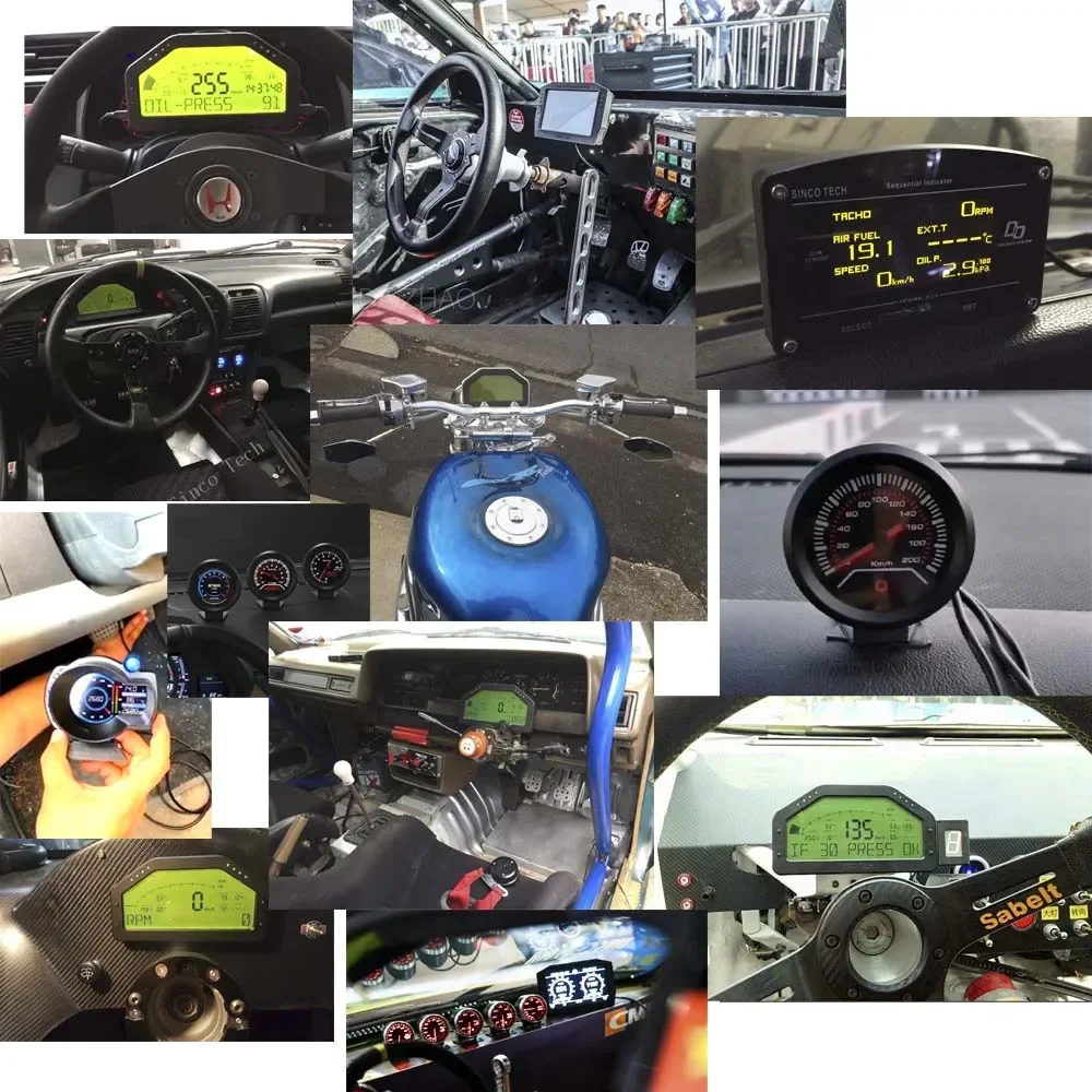 Sinco Tech Customize Universal Auto Speedometer Boost RPM Volts EGT AFR Oil Press Water Temperature 9-in-1 Gauge meter (DO916-S) view 5