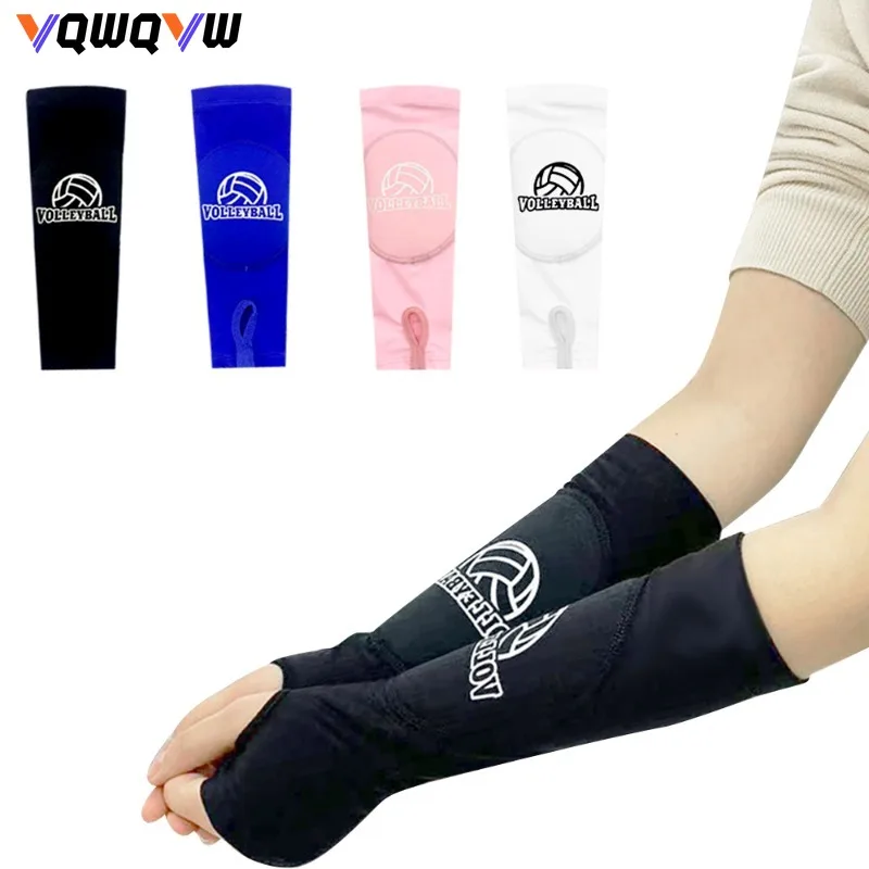 1Pair Volleyball Arm Sleeves Passing Forearm Sleeves with Protection Pad and Thumbhole for Kids/Adults Protect Arms Sting