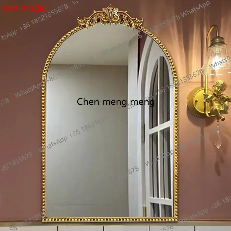 N138French vintage engraved American arched bathroom mirror toilet, makeup mirror