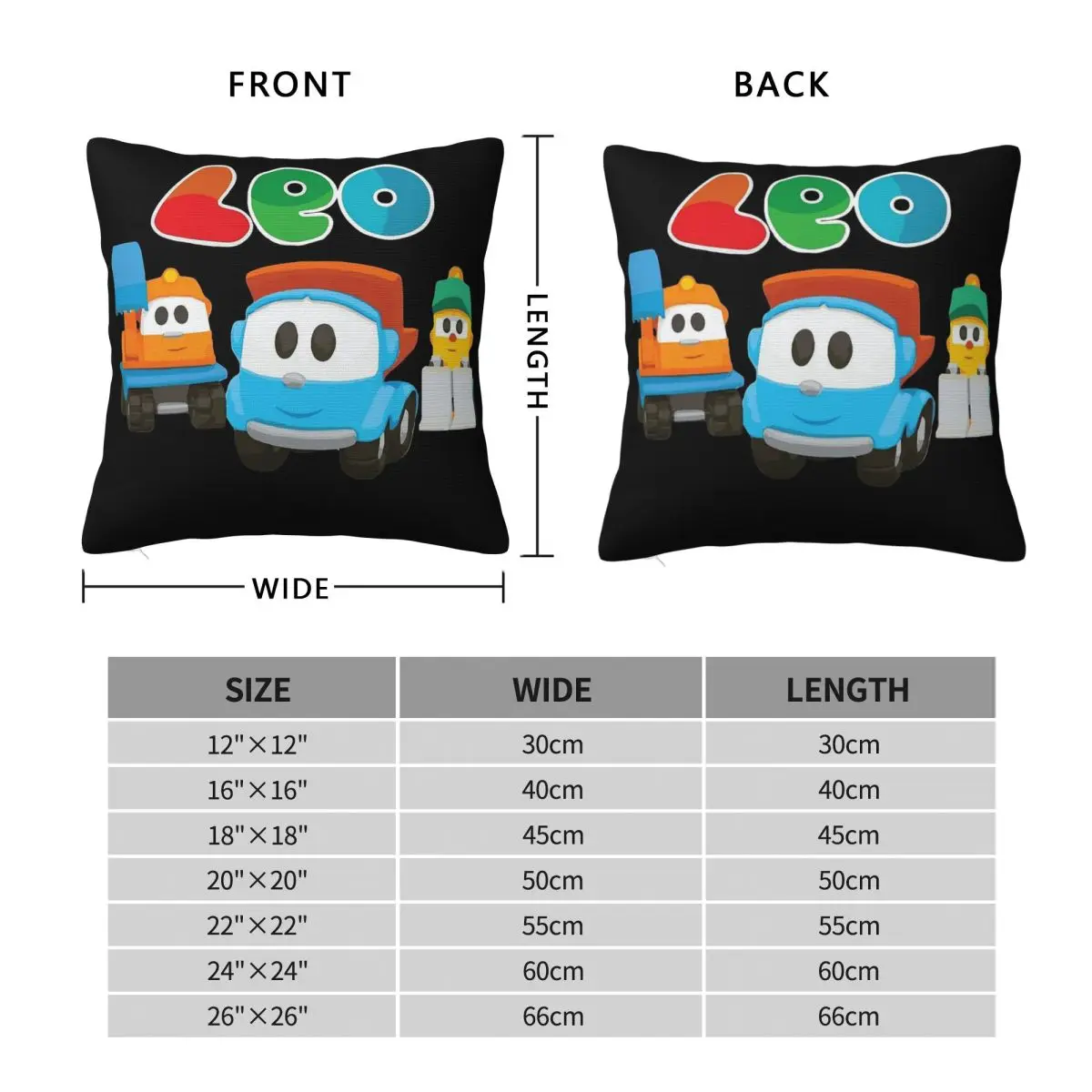 Leo The Truck Lifty Scoop Square Pillowcase Polyester Linen Velvet Creative Zip Decorative Pillow Case Bed Cushion Case 45x45