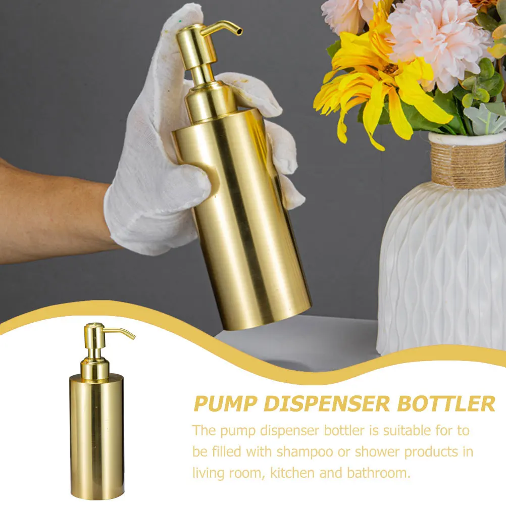 

Refillable Stainless Steel Shampoo Bottle Pump Liquid Soap Dispenser Shower Gel Hand Soap Bottle Dispenser with Pump
