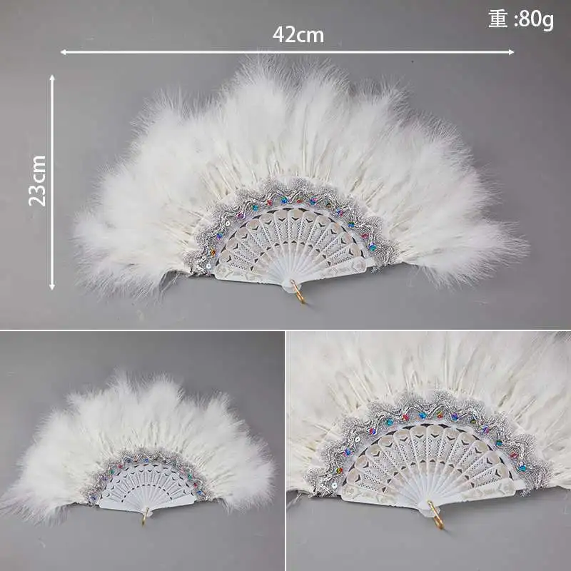 

Double-sided Feather Fan European Court Holding Fan Wedding Bride Decoration Stage Dance Fan Photography Prop Wedding Supplies