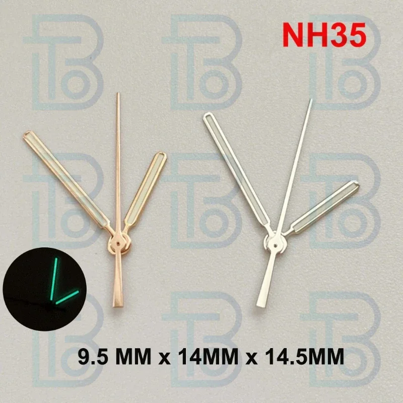 Accessoires de montre à pointeur, argent, or, vert, lueur, convient au mouvement NH35, NH36, bricolage