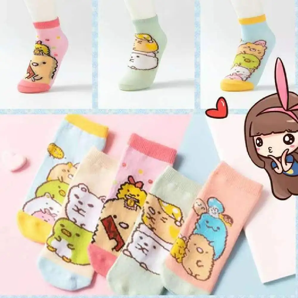 5pairs Japanese Anime Sumikkogurashi cotton Short socks Ship sock Sweat absorption keep warm adult Children Sock Anime periphery