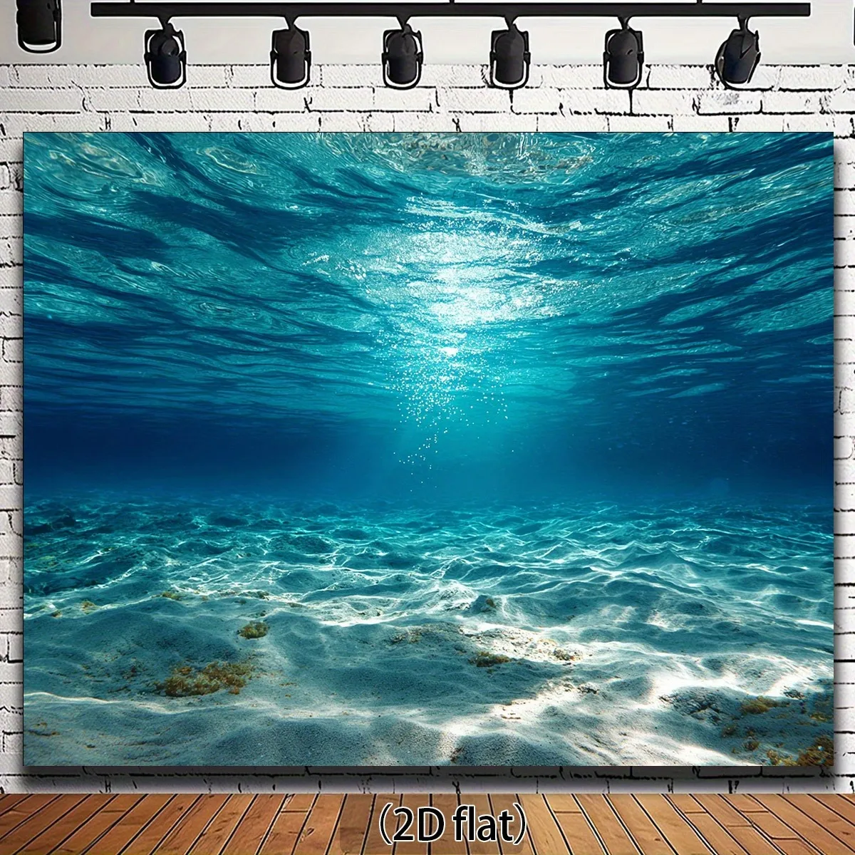 2D-Hintergrund, 1 realistischer Unterwasser-Ozean-Fotohintergrund, grünlich-blaue Ozeanszene, Aquarium, Party