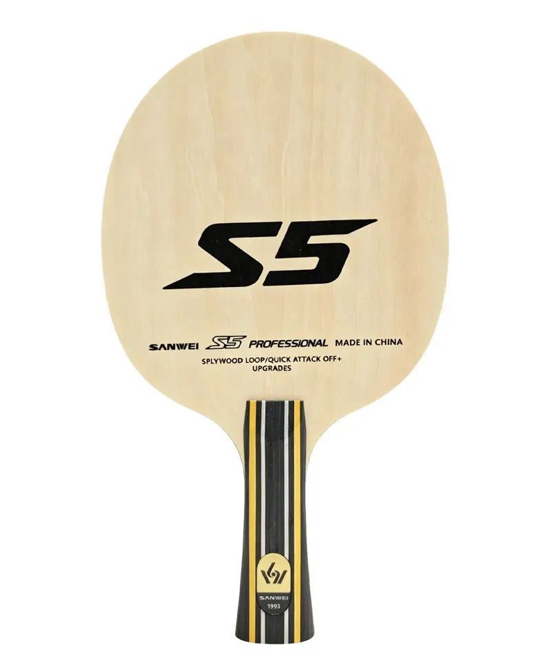 SANWEI S5 Tischtennisschläger 5-Schicht-Holz Leichtgewichtiger Ping-Pong-Schläger Grundplatte für Anfängertraining – Detail 1