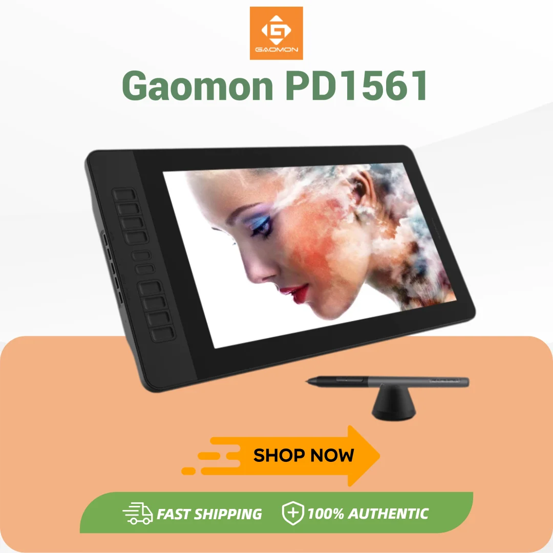 GAOMON PD1561 Graphics Tablet Monitor IPS HD Drawing Display Anti-glare 15.6 Inch Screen 72% NTSC Gamut Best For Beginner