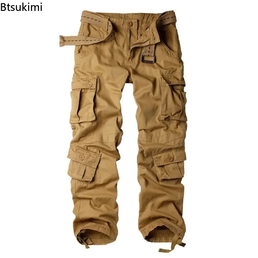 

2024 Men's Cotton Cargo Pants Eight Pockets Sport Trousers Pants Male Oversized Loose Straight Streetwear Pants for Men Joggers