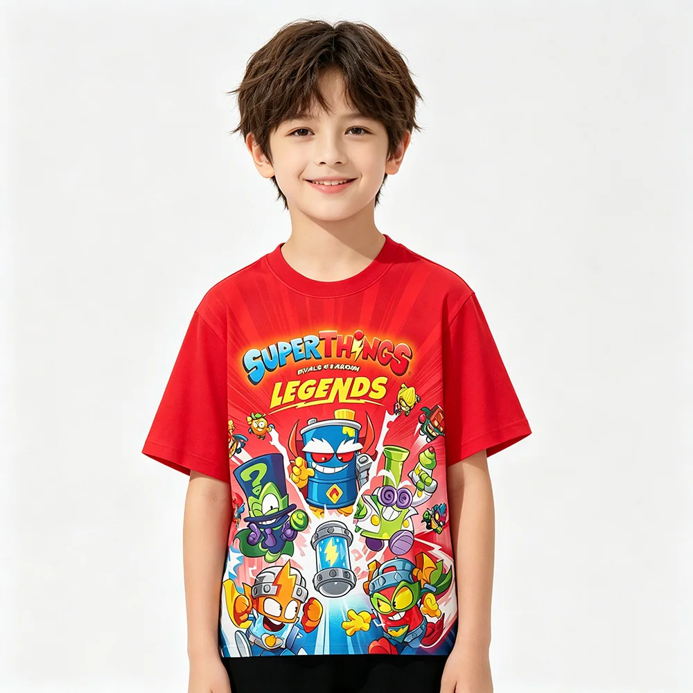 SuperThings Children's T-shirts 3D Cartoon Print T Shirt Cool Boys Fashion Girls Short Sleeve Kids Casual Tops Summer Clothing