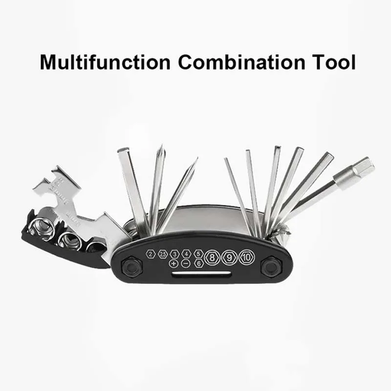 16 in 1 Mountain Bike Multi-Repair Tool Set Multifunctional Combination Tool Screwdriver Wrench Bicycle Repair Tool Set