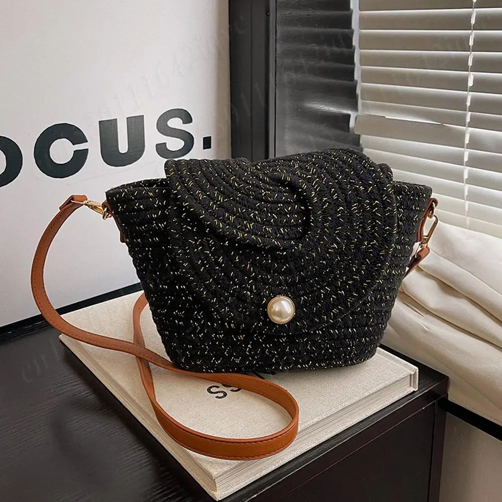 

Ladies Beach Crossbody Bags Wear Resist Cotton Satchel Bag Large Capacity Casual Shoulder Bag Summer Travel Basket Sling Bag