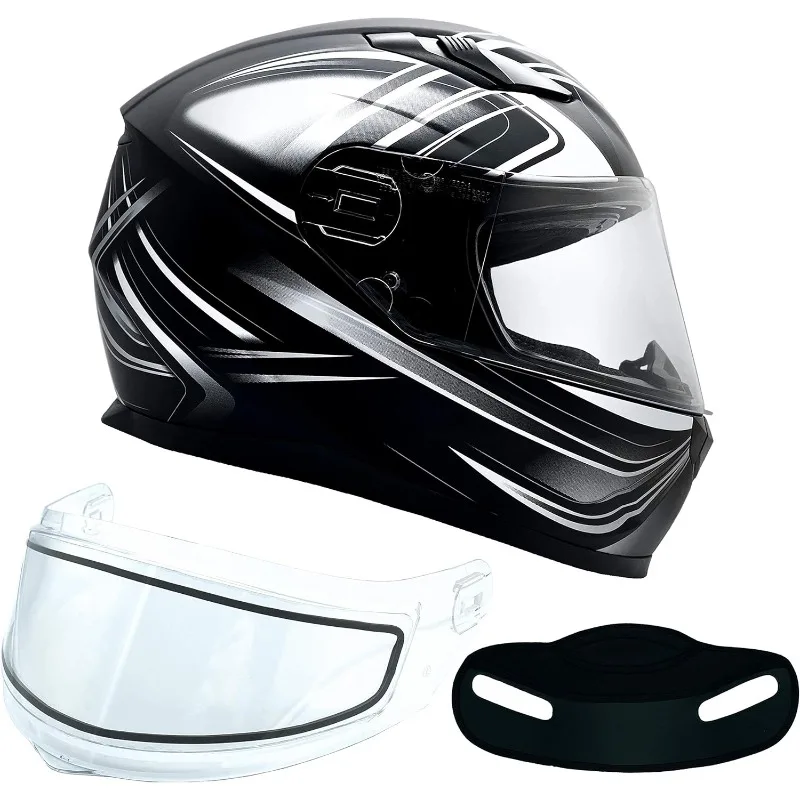

Typhoon Helmets Adult Full Face Dual Lens Snowmobile Helmet w/Drop Down Sun Shield DOT Certified