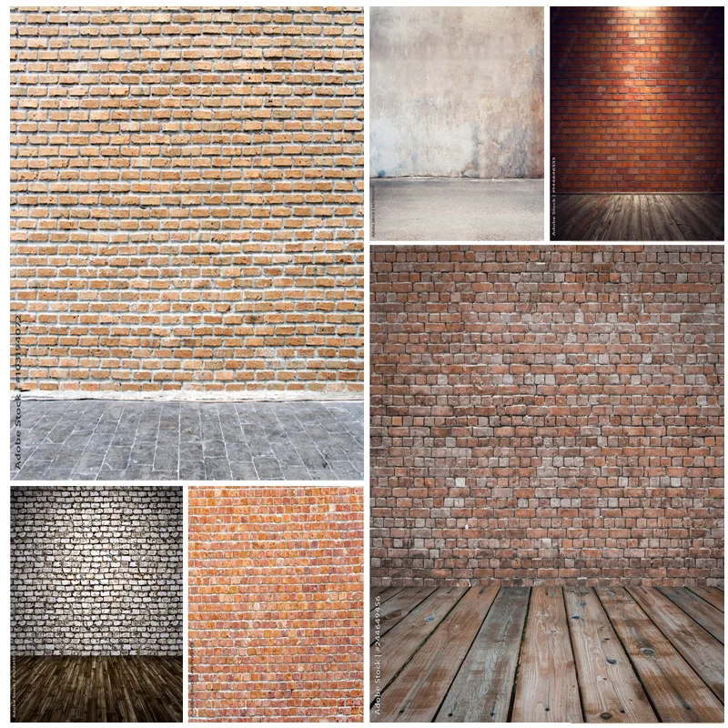 

SHENGYONGBAO Vintage Brick Wall Wood Floor Photography Backdrops Portrait Photo Background Studio Prop ZXX-10