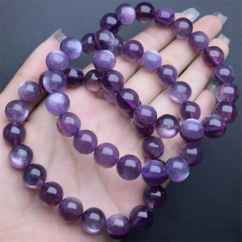 10MM Natural Purple Lepidolite Bracelet Fashion Crystal Gemstone Jewelry Reiki Healing Fengshui Gift For Women 1PCS