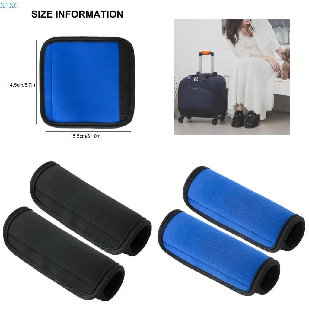 

X7XC 2Pcs Soft Grip Travel Luggage Handle Cover Neoprene Suitcase Protective Wraps Easy Installation Travel Bags Accessories