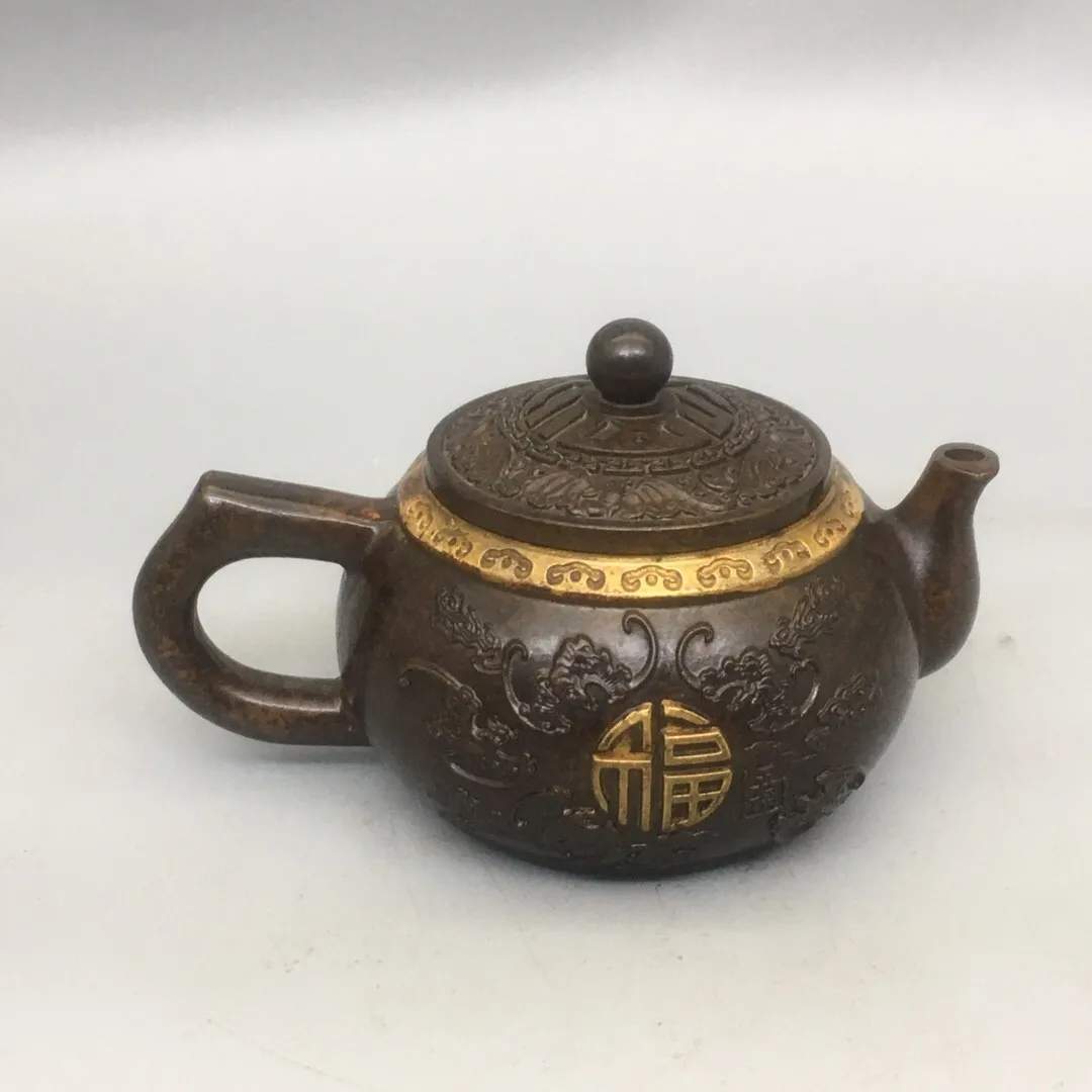 Collection of Antique Bronze Ware, Fu Character Tea Pot