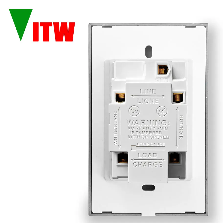 120 * 72mm American Wall anti Leakage Socket GFCI GFI Bathroom 15A Power Panel Tamper Proof TR WR Board with LED Light Socket