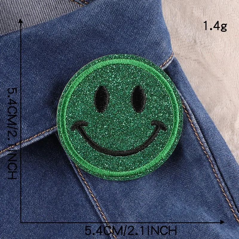 FZdiy Cartoon Smiling Face Patches for Clothing Stick on Embroidered Patches Self-adhesive Glue Patch on Clothes Sewing Applique