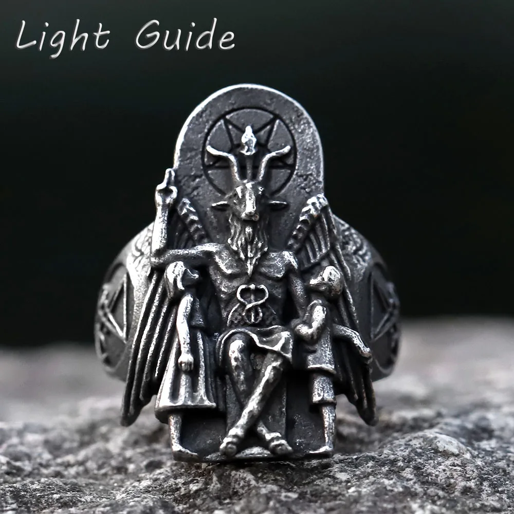 2023 new Vintage Ring Lucifer Satan Signet Ring For Men With Anubis Stainless Steel fashion punk Jewelry Gift Wholesale