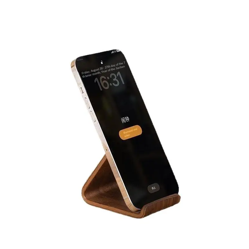 の＃ Creative Home Office Desktop Decor Walnut Wood Phone Holder Stand Multifunctional Wood Front Desk Business Card Display Rack view 6