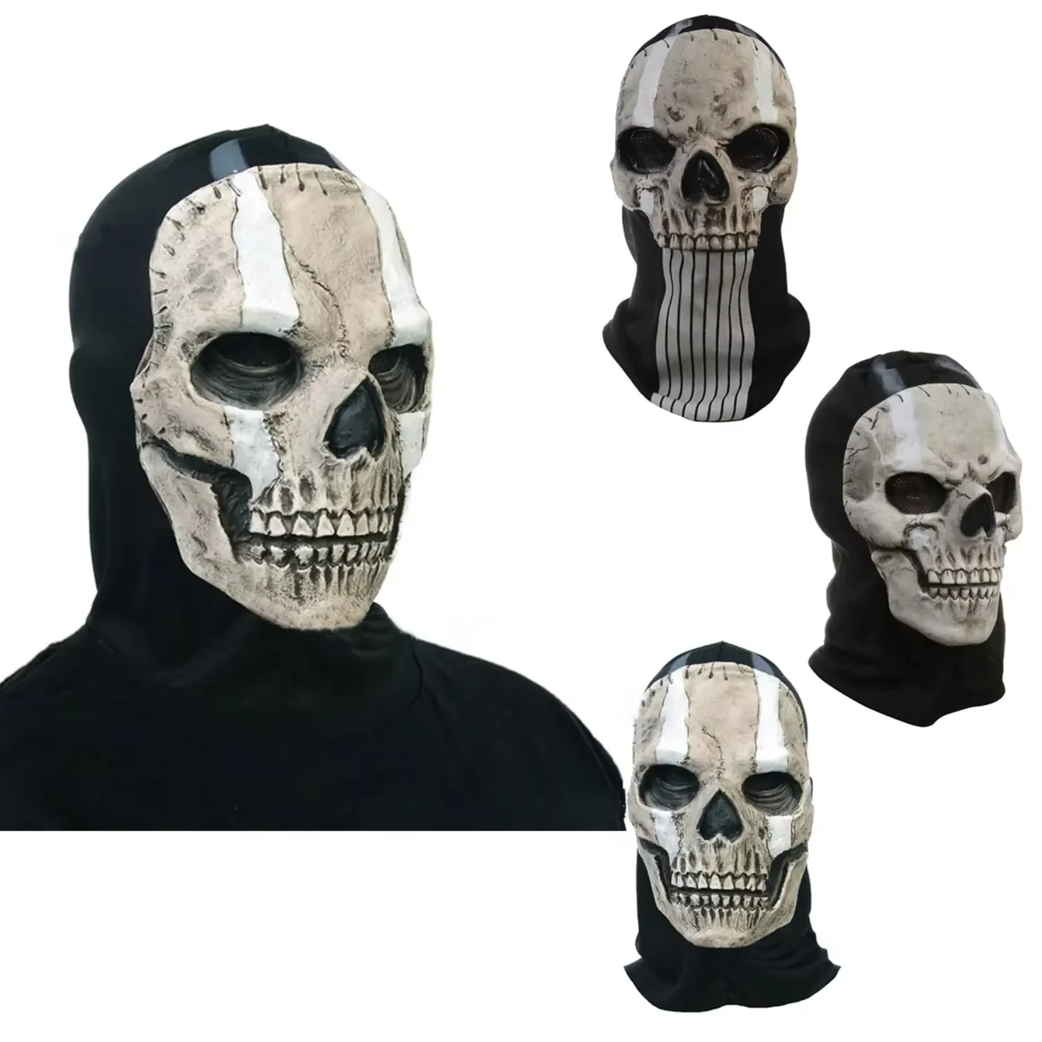 Unisex Ghost Full Face Skeleton Scary Mask Outdoor Sport War Game Halloween Cosplay Latex