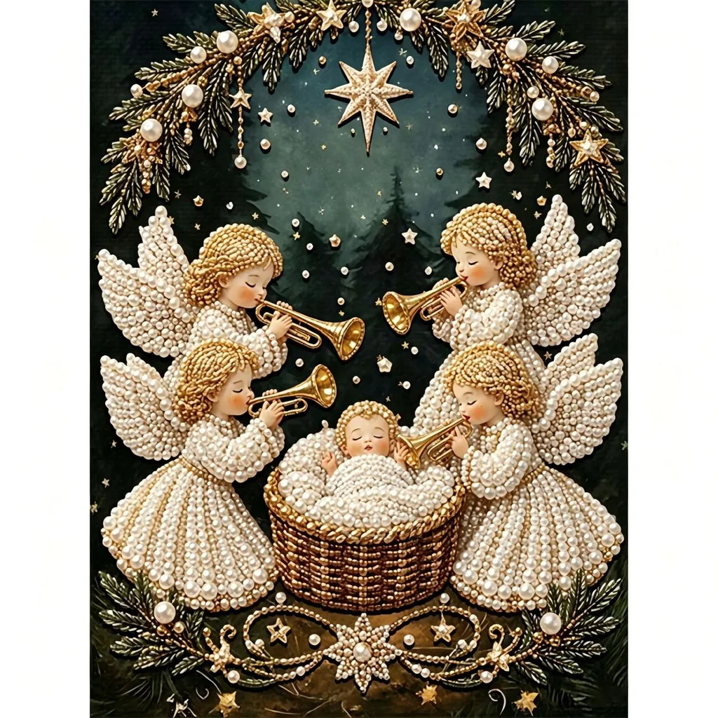 Handmade Painting Kit American Christmas Nativity Scene Painting Diy Decorative Painting Round For Home Wall Decor Bedroom Study