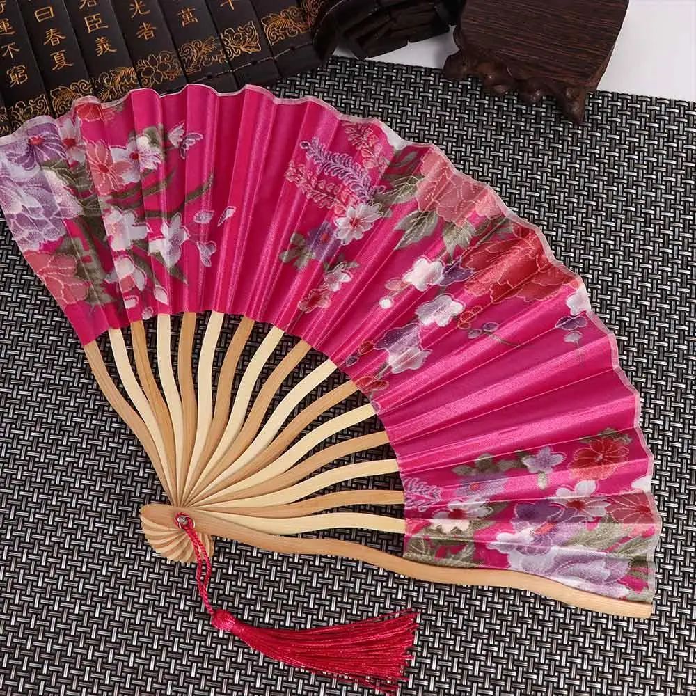 Multi-pattern Colorful Handmade Bamboo Wooden Japanese Style Flower Fan Crafts Dance Hand Fan Home Decoration Folding Fan
