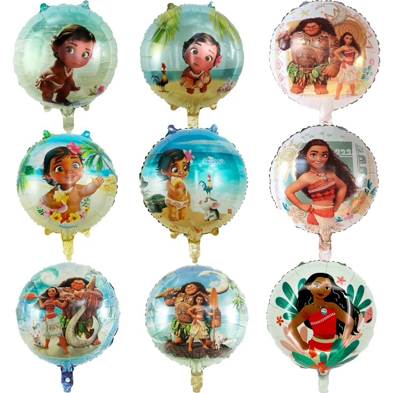 Globo de película de aluminio Moana de dibujos animados de Disney de 18 pulgadas, decoraciones para fiesta de cumpleaños y Baby Shower, regalos de juguetes para niños