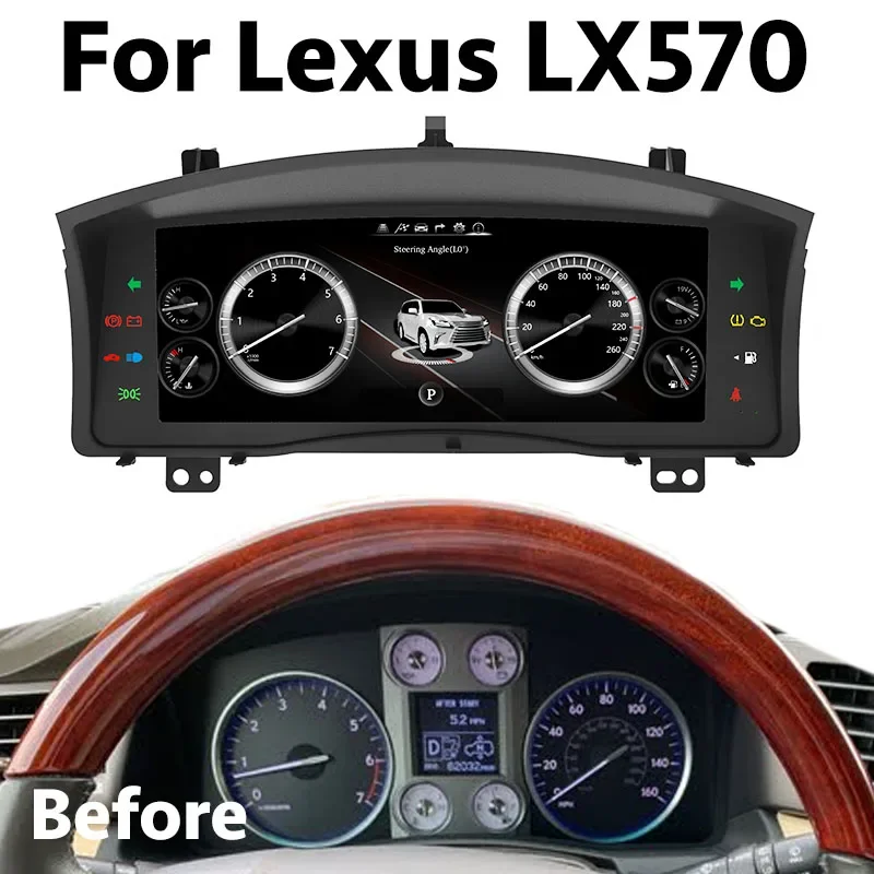 

12.3 Inch Android Digital Cluster Virtual Cockpit For Lexus LX570 2007-2015 Car LCD Dashboard Instrument Modified Upgraded