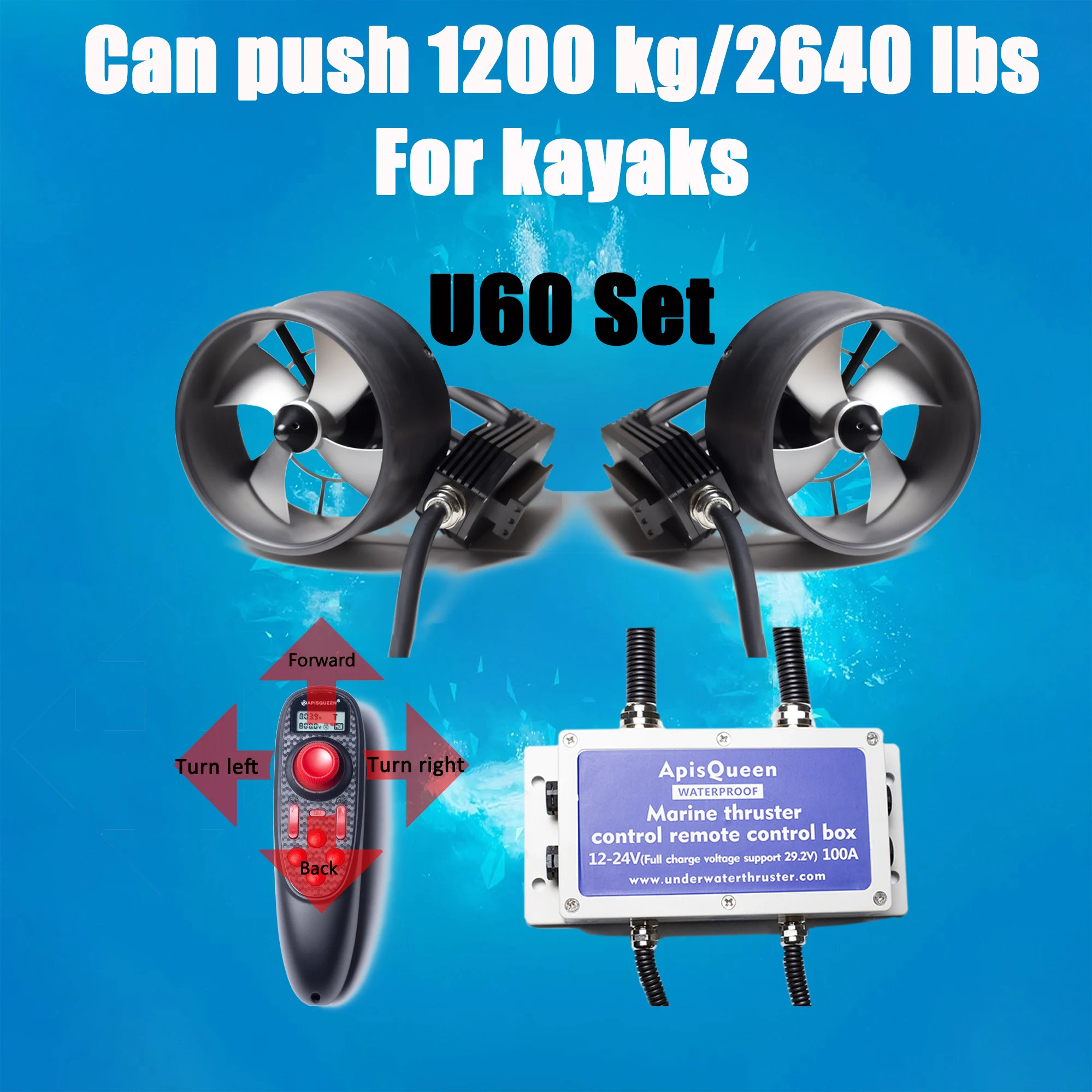 Underwater thruster 1200kg push ApisQueen 50V 4100W U60 (electrically adjustable) external type, suitable for hydrofoil vessels