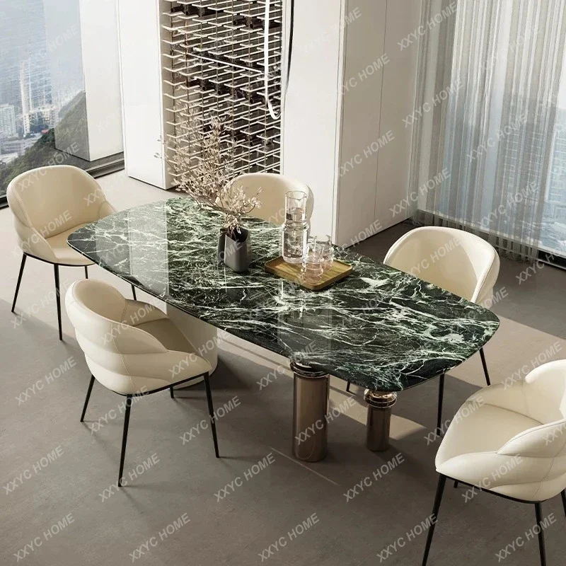A Italian light luxury modern marble dining table/natural luxury stone surface/original high-end rectangular dining table