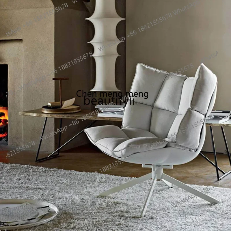 

B7304 Danish designer Nordic leather single sofa chair rice husk muscle chair to discuss fabric art