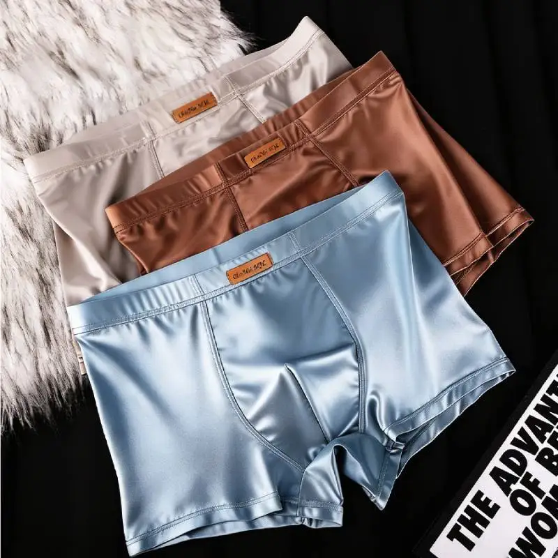 

3 шт. трусы мужские, мужские трусы, трусы мужские боксеры, боксеры мужские, трусы боксеры мужские, мужских трусов-боксеров из ледяного шелка, дышащие, прохладные, однотонные, сексуальные, тонкие, оптом