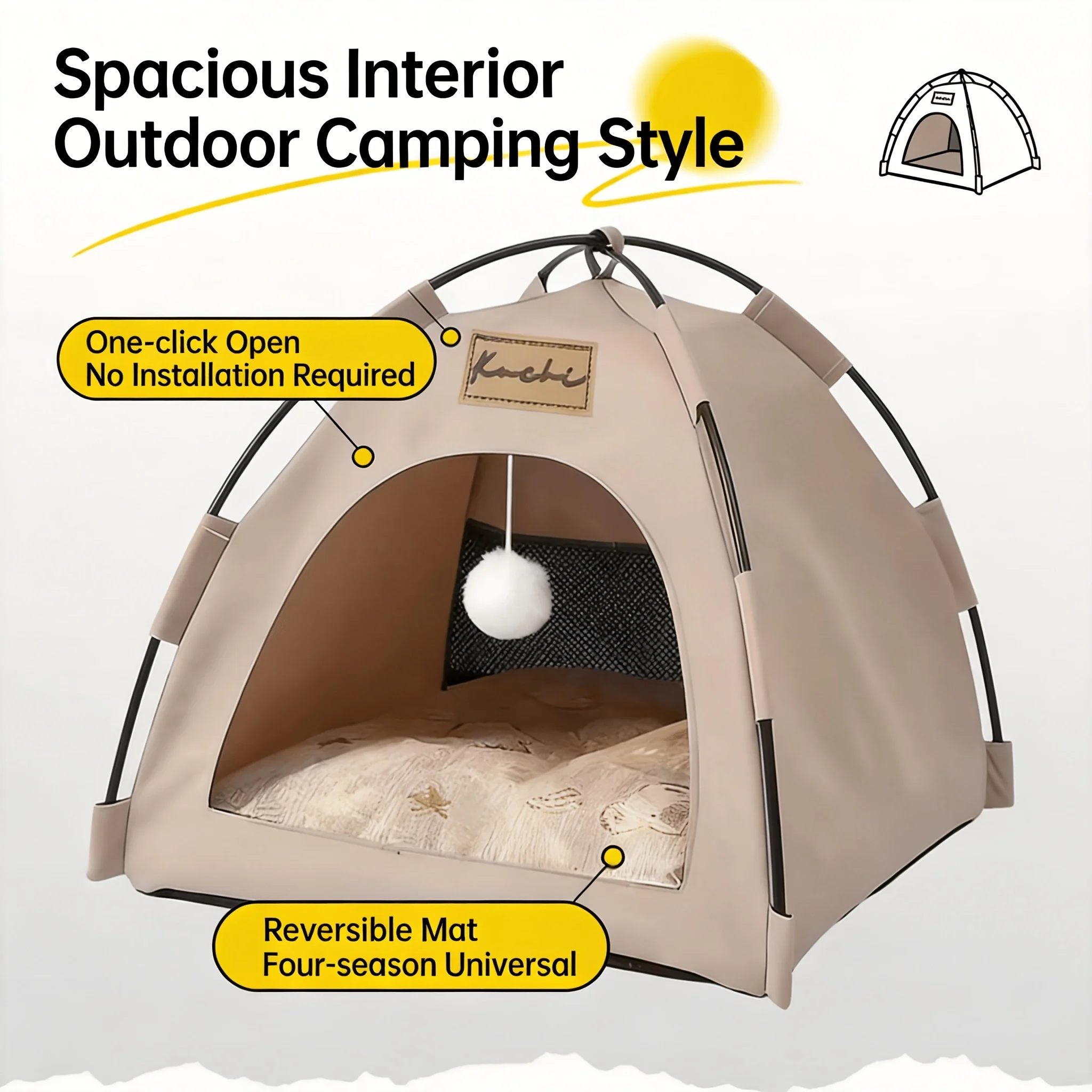 Casita plegable para perros pequeños y gatos - transpirable y cálida - imagen 3