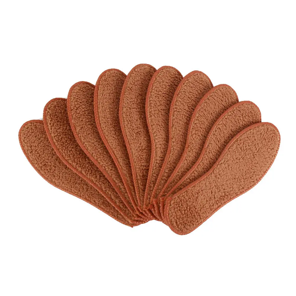 5Pairs Warm Insoles Thickened Simulation Alpaca Wool Shoe Inserts Absorbent Deodorizing Winter Shoe Pads Size 43 Brown Indoor
