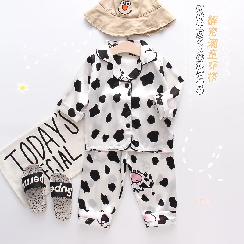 Seiden-Satin-Pyjama-Sets für Kleinkinder, Cartoon-Pyjamas für Kinder, Jungen-Schlafanzug, Baby-Schlafanzug, Mädchen-Freizeitkleidung für Zuhause, Jungen-Loungewear – Detail 28