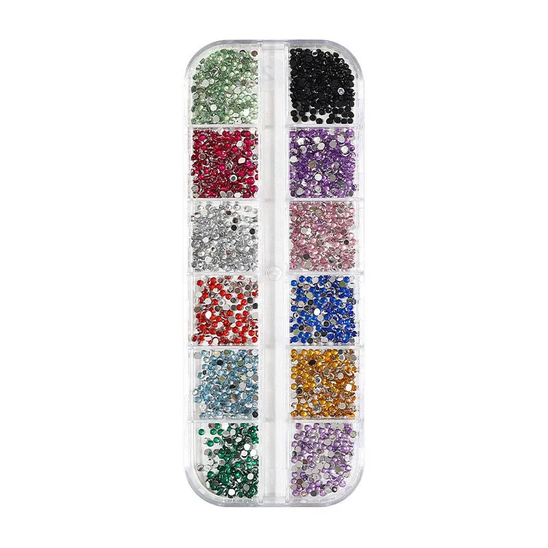 Nouveau 12 grilles cristal scintillant Nail Art strass à dos plat-pierres précieuses pour la décoration-ornes ongles sacs de maquillage SZZS05