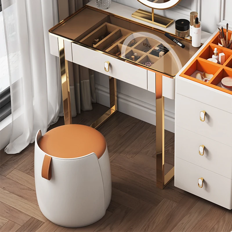 Tabouret de maquillage léger avec dossier, IQUE stool de luxe, Sens avancé, Minimalisme nordique, Table de chambre à coucher, Usage domestique