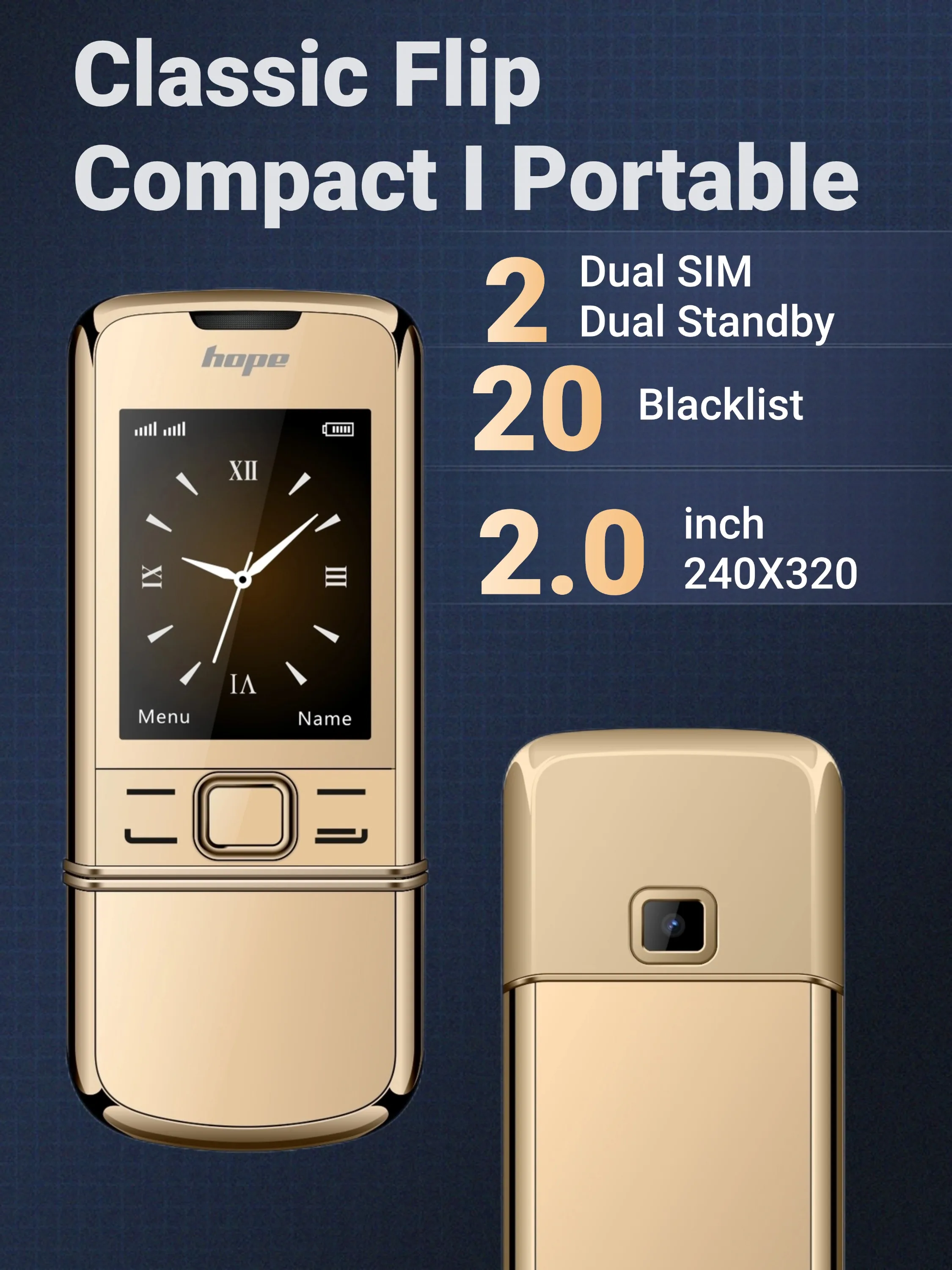 8800 Classic Retro Slider Senior Phone Dual SIM Metal Body Speed Dial Blacklist Durable Elderly Mobile Phone Big Button Luxury