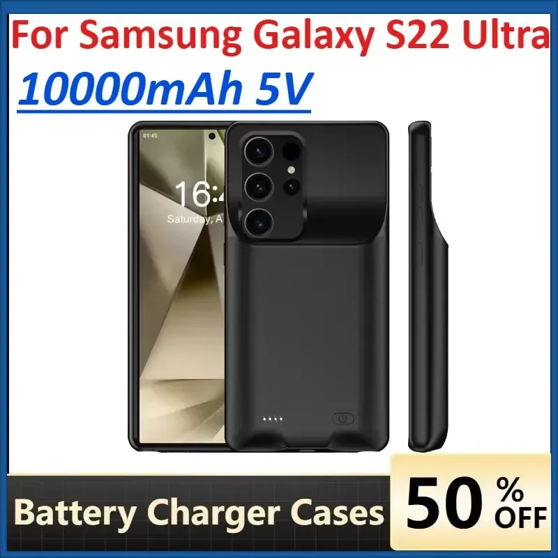 

10000mAh Powerful Battery Pack Battery Charger Case for Samsung Galaxy S22 Ultra Wireless Charging Power Bank Cover