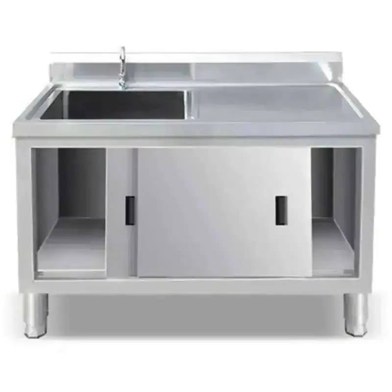 Sink Sinks Stove Platform with Stainless Commercial Cabinet Sinks Door Steel Vegetable Kitchen Moveable Basin Multi-functional X