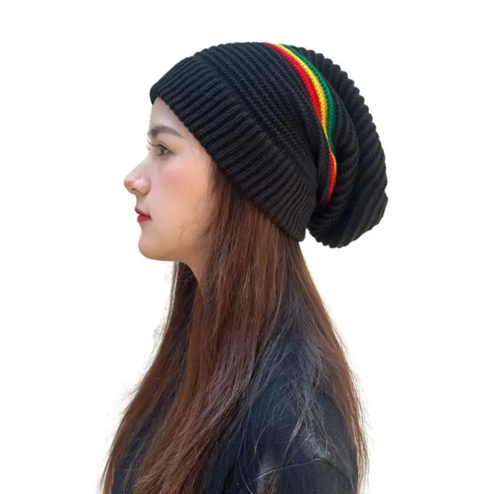 

Beanies Pullover Weaving Reggae Hat Hip Hop Hat Striped Color Jamaica Knitted Hat Warm Casual Wear Skull Caps Men Women
