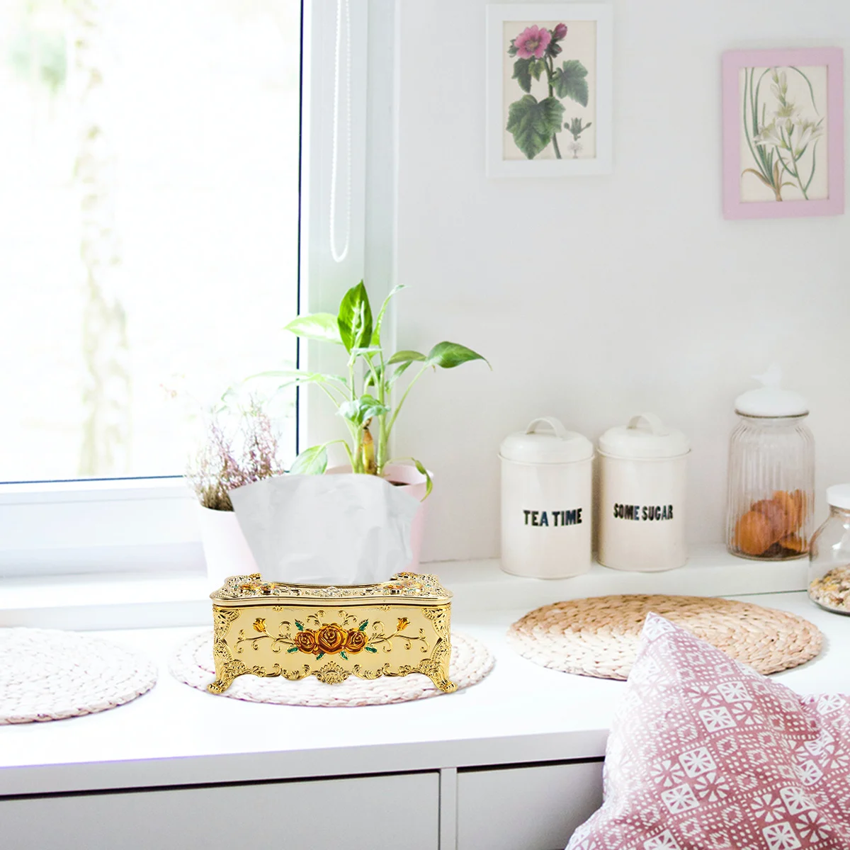 

Paper Towel Rose Pattern For Home Car Hotel Home Napkin Holder Use High-Grade Napkin Box European Style Tissue Case