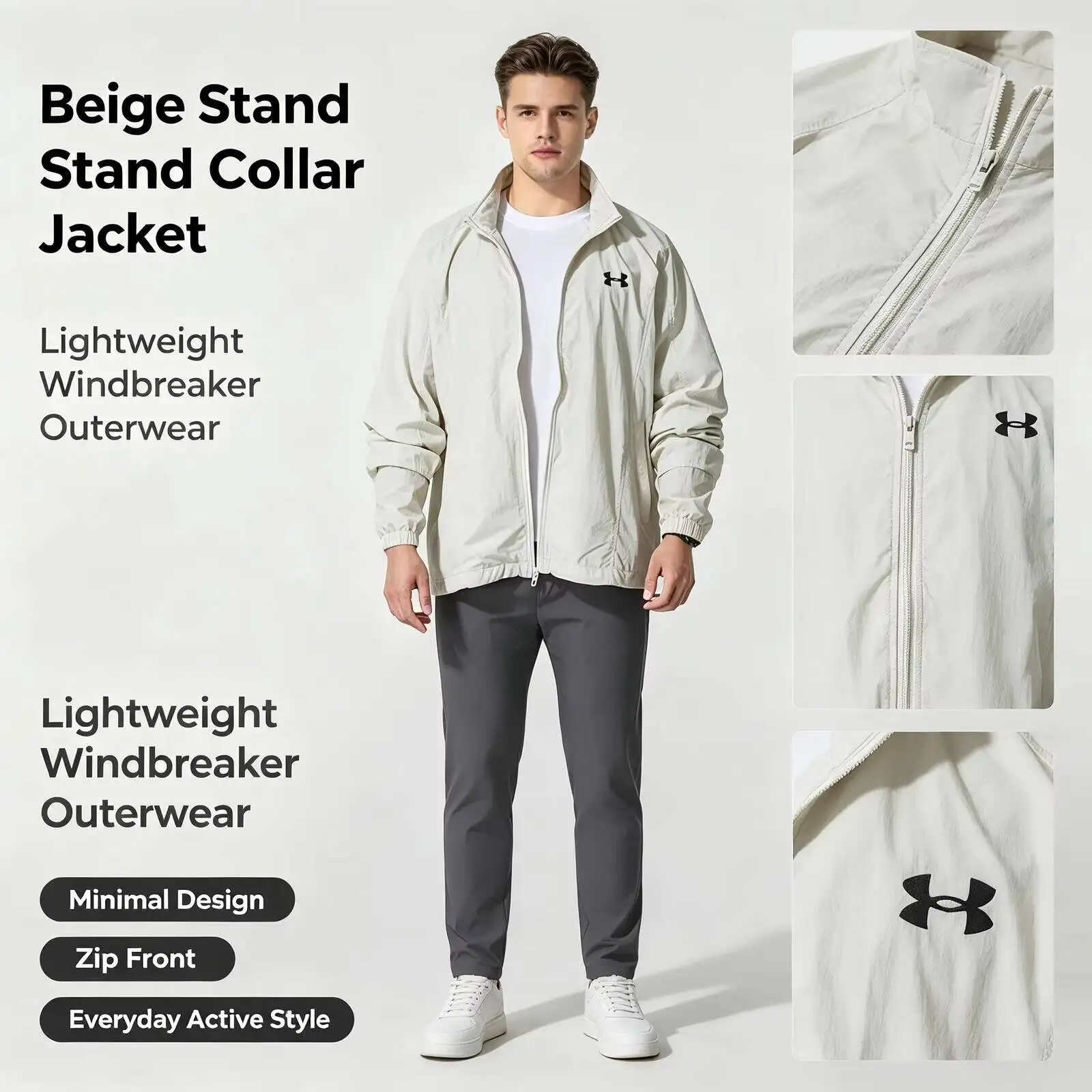 New Under Armour Men's Sportswear Fitness Training Running Workout Woven Stand-Collar Jacket Top 6010131-110