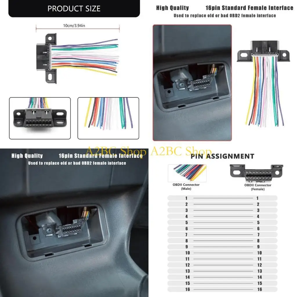 A2BC OBDII J1962F OBD2 16 -контактный порт для женского разъема открытый