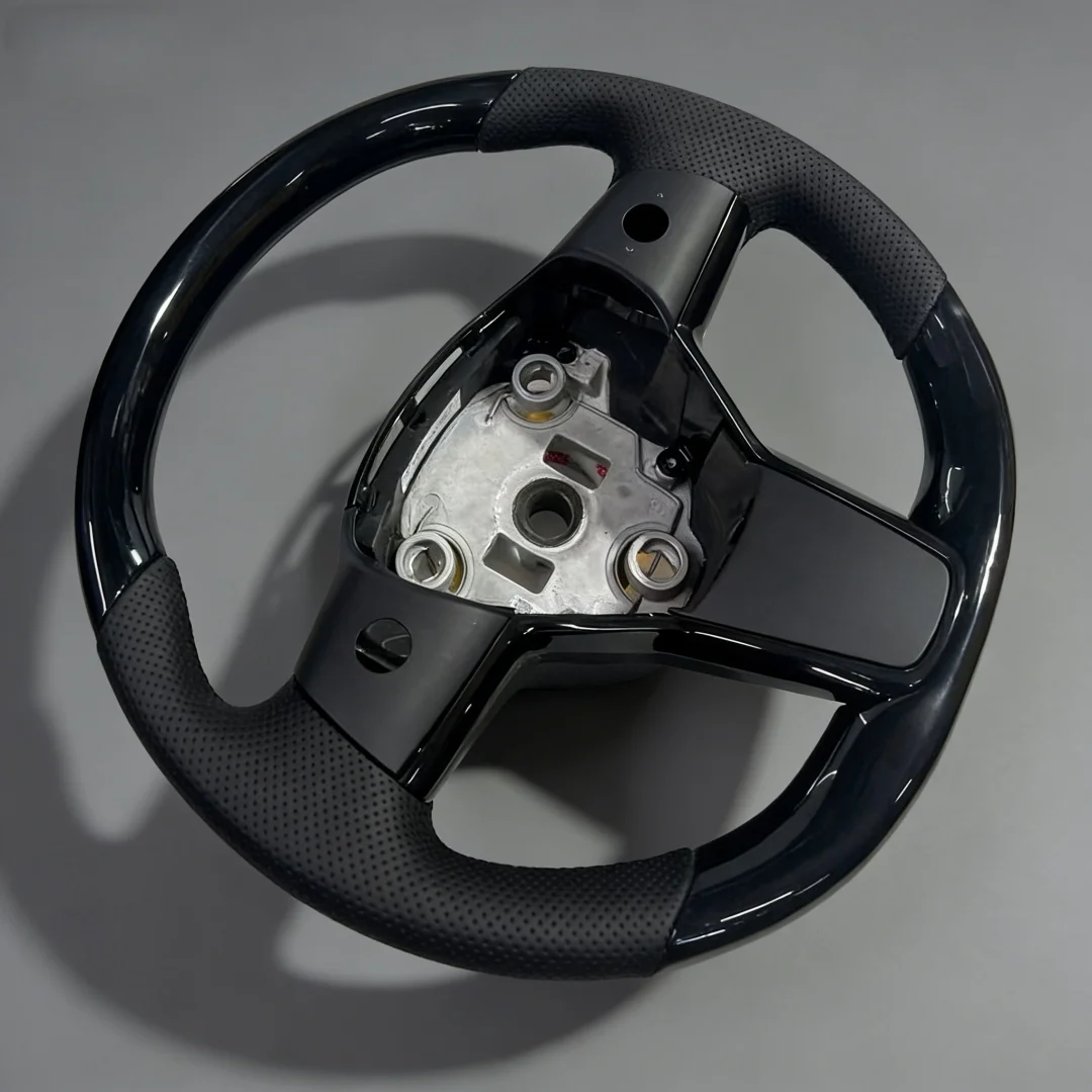 Piano Black Leather Car Steering Wheel for Tesla Steering Wheel for Model 3 Model Y S 2018 2019 2020 2021 2023