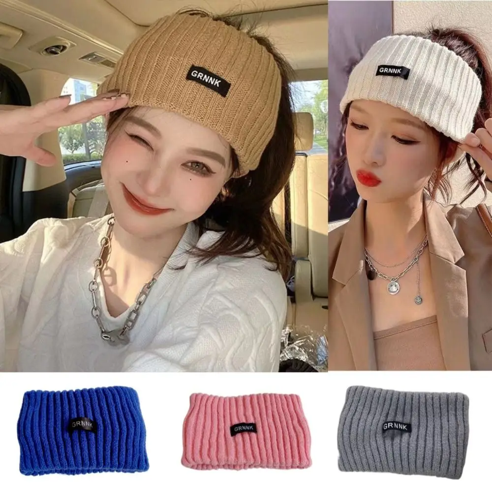 

Fashion Multicolor Knitted Hat Wide Hair Accessories Winter Hat Solid Color Elastic Sports Bands Women Girl