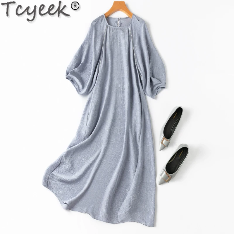 Tcyeek-Robe de soirée Mulberry Injfur s pour femmes, Robes élégantes pour femmes, Vêtements d'été, Taille At, Éducatif, 100%, 2024