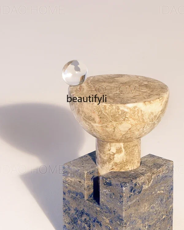 E153 Creative Design Art Sculpture Marble Booth Coffee Table Leisure Coffee Side Table Simple and Modern