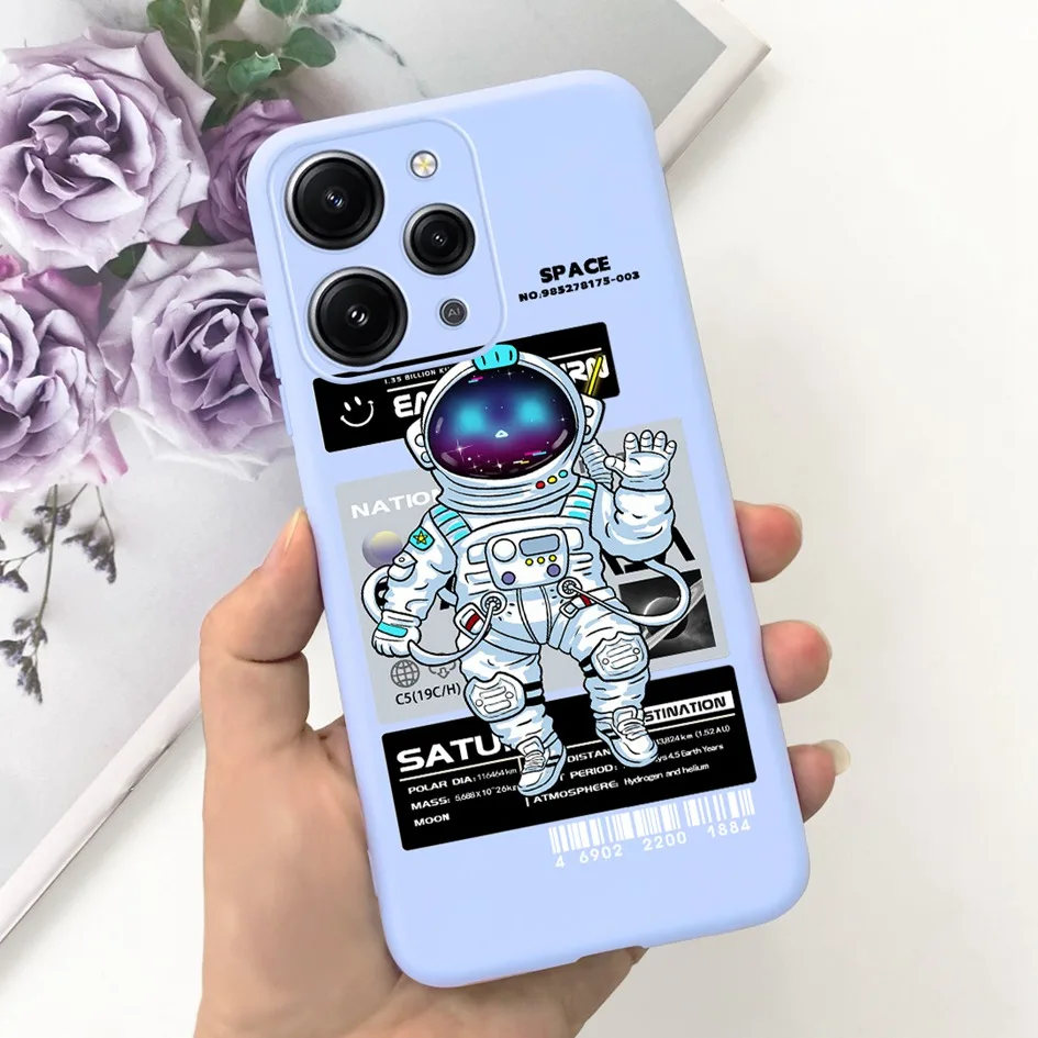 For Redmi 12 Case Lovely Dinosaur Astronaut Shockproof Silicone Soft TPU Phone Cover For Xiaomi Redmi 12 4G Funda Redmi12 Bumper